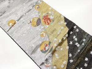 花鳥丸文に紅葉模様織出し袋帯